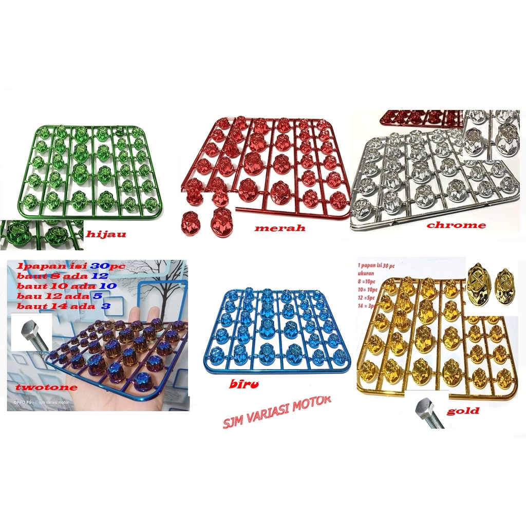 tutup baut tutup kepala baut variasi tutup baut block buat bodi baut cvt buat stang set 30pc