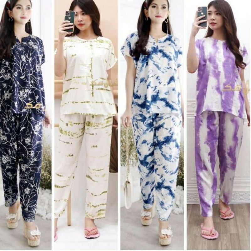 PAJAMAS RAYON BAJU SETELAN WANITA KEKINIAN SETELAN RAYON PIYAMA RAYON PIYAMA BUSUI CKL LOOKS PAJAMA