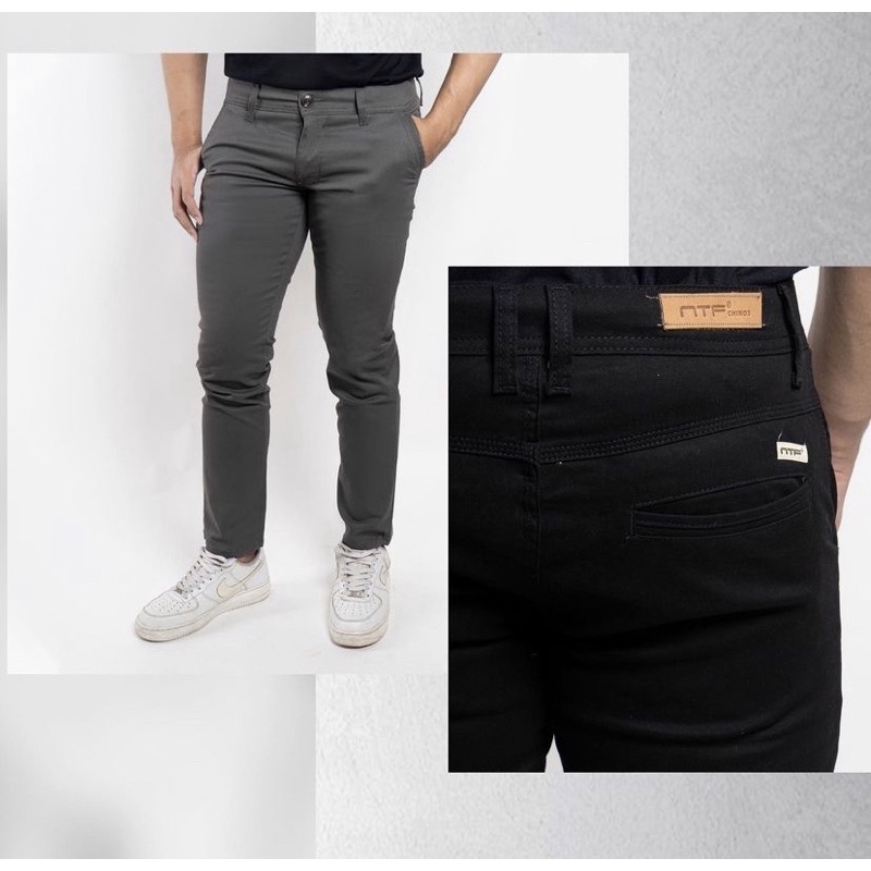 Celana Panjang Pria Chino Slimfit Merk Ntf Bahan Katun Cinos