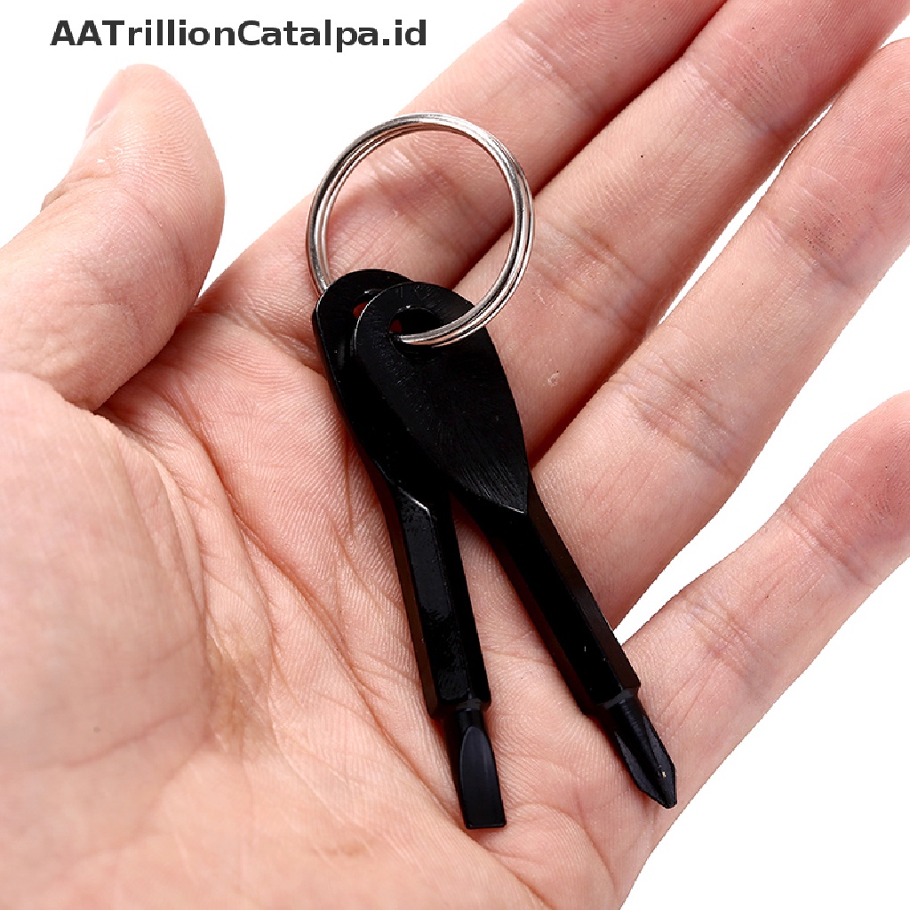 Aatrillioncatalpa 2Pcs / Set Obeng Saku Multifungsi Dengan Gantungan Kunci Untuk Outdoor