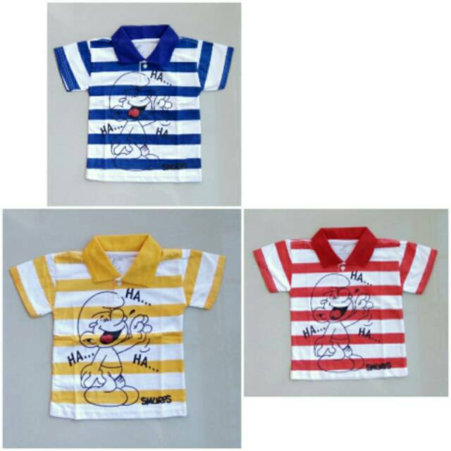 Baju Atasan lengan pendek smurf kerah