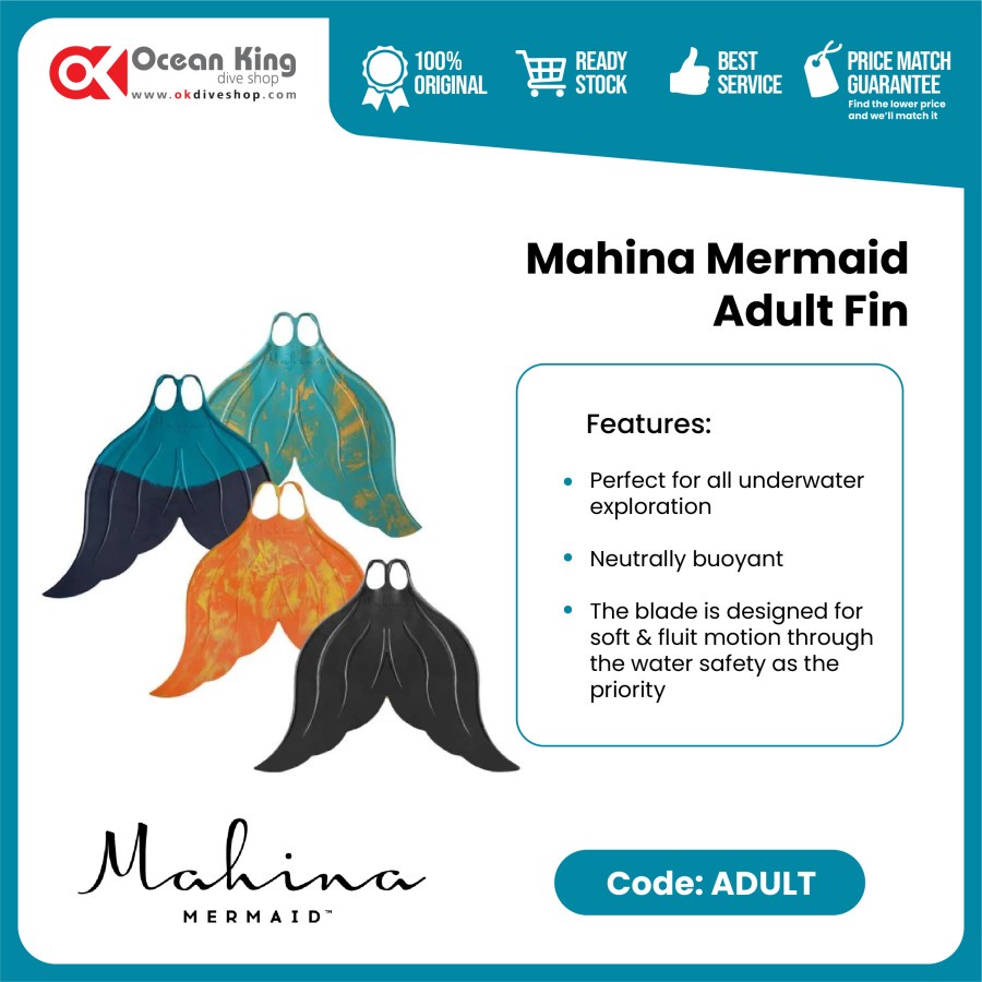 Mahina Mermaid Fin – Rubber Monofins for Adults