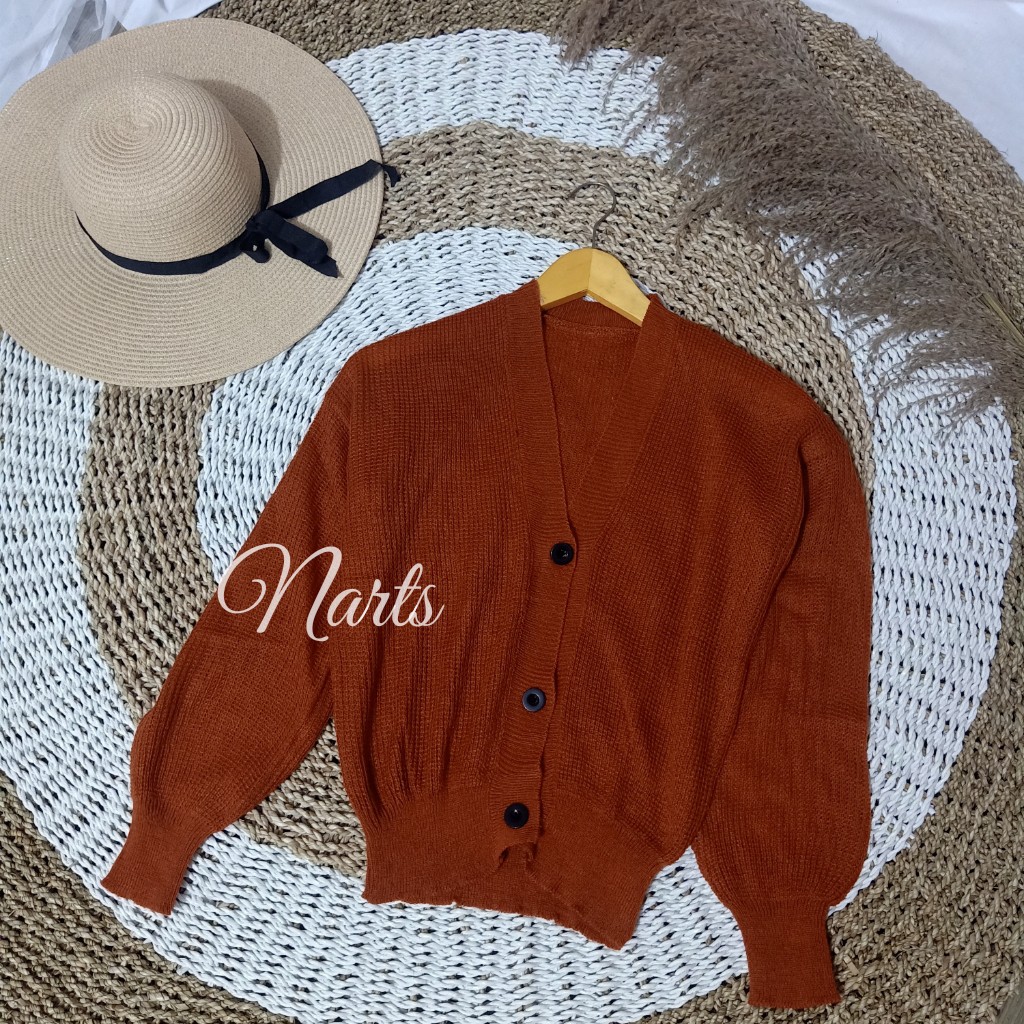 Olivia Cardy Crop / Eireen Crop Cardy / REAL PICT !!!-Coral