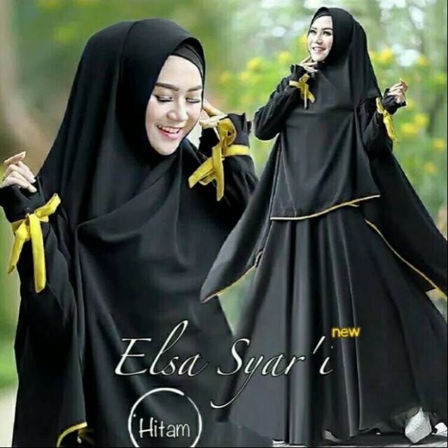 Pakaian Muslimah Wanita Baju Setelan Wanita Gamis New Elsa Warna Hitam