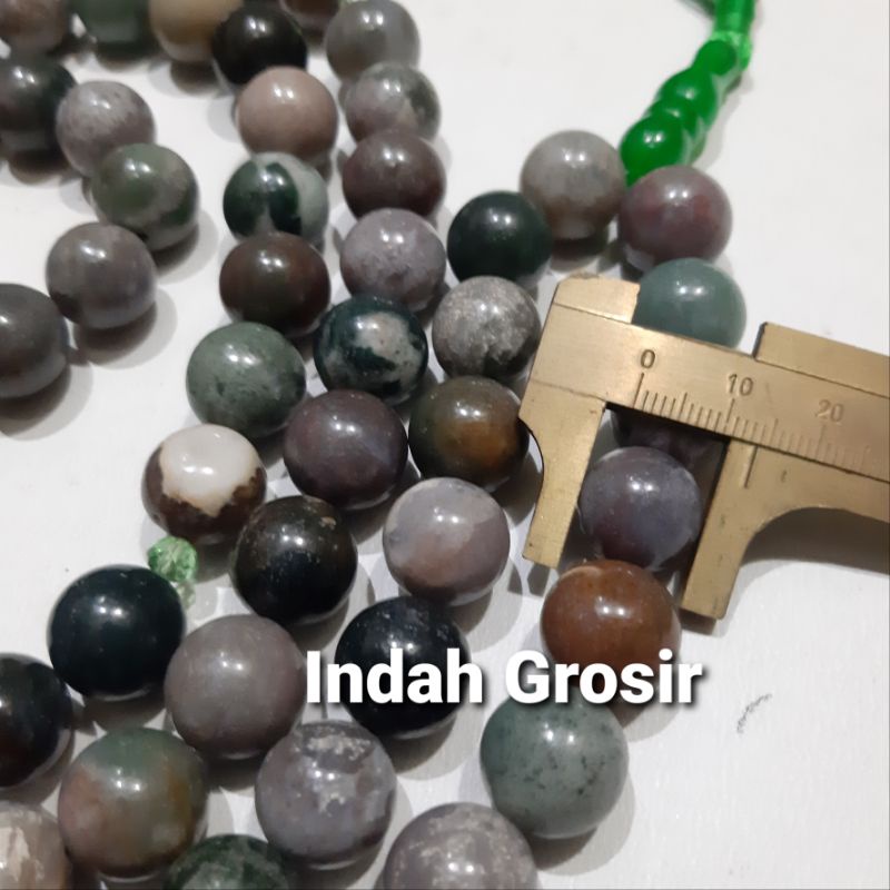 TASBIH BATU JUMBO HIJAU LUMUT SULIKI 14MM 99BUTIR ORIGINAL STONE