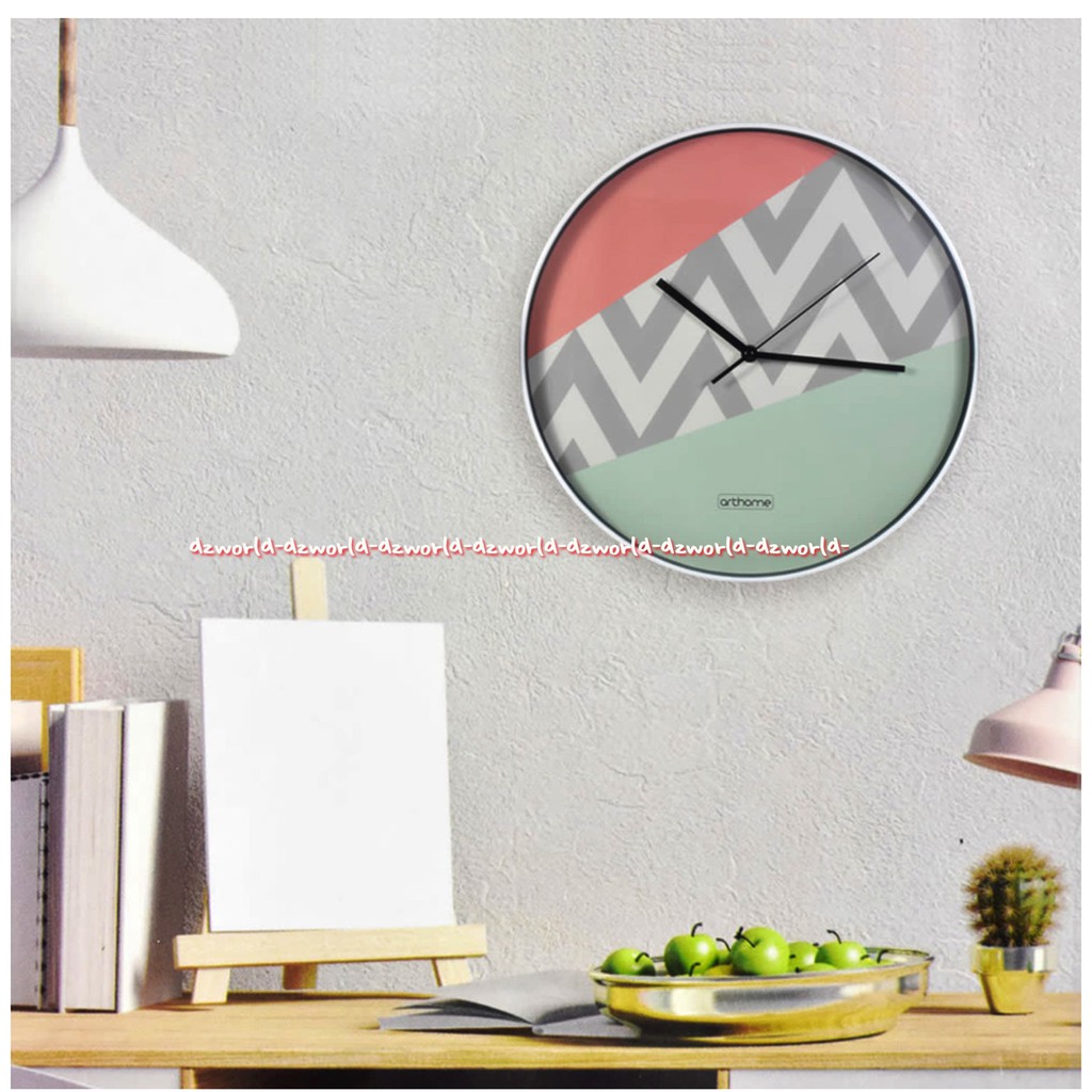 Arthome Wall Clock Chevron Colorfull 35cm Jam Dinding Bulat Tosca Art Home Hijau Orange