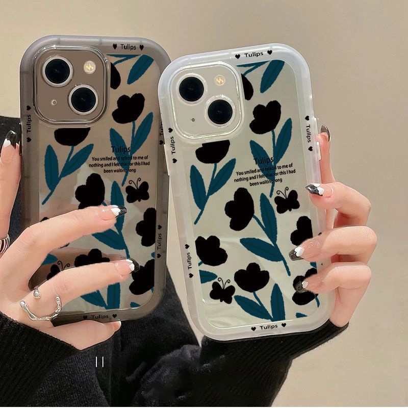 Case Silikon Transparan Desain Tulip Bahasa Inggris Untuk iphone 14promax 13pro 12 8plus 7 xr