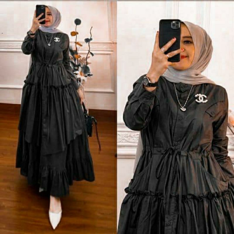 Flow Hanna Long Dress Wanita Muslim Fashion Ootd