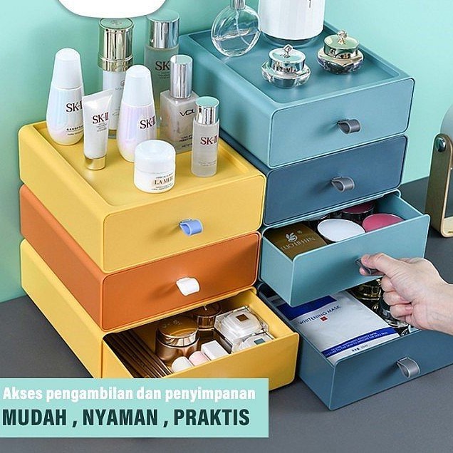 Rak Kosmetik Macaron Kotak Penyimpanan Laci Desktop Storage Warna Warni Makaron