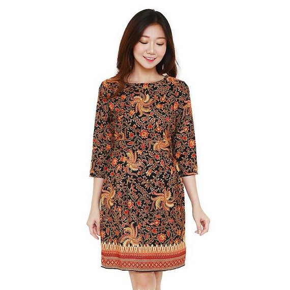 Flikestore Batik Preloved - RED FEATHER Dress