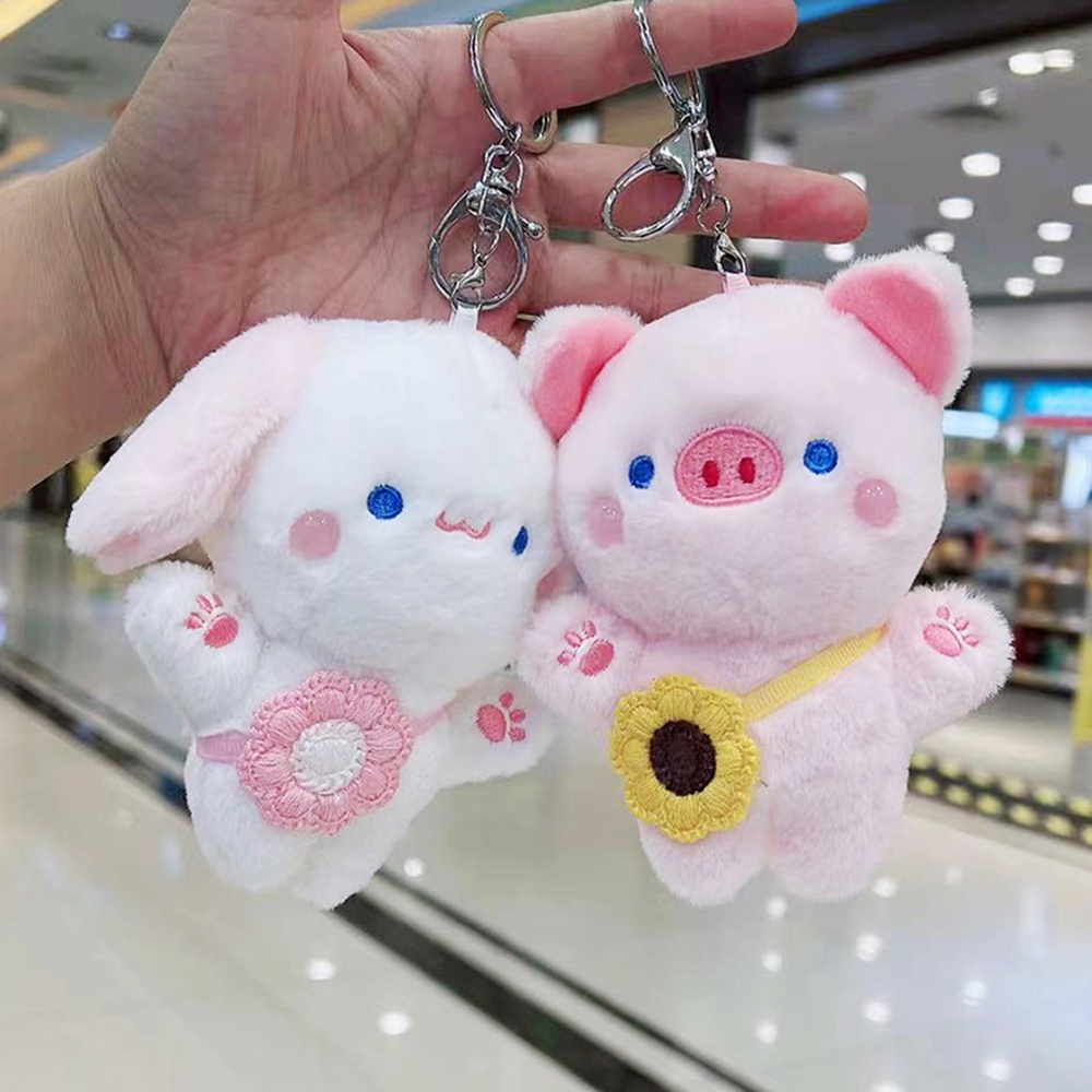 1pc Gantungan Kunci Boneka Babi Pink Lucu Bahan Plush