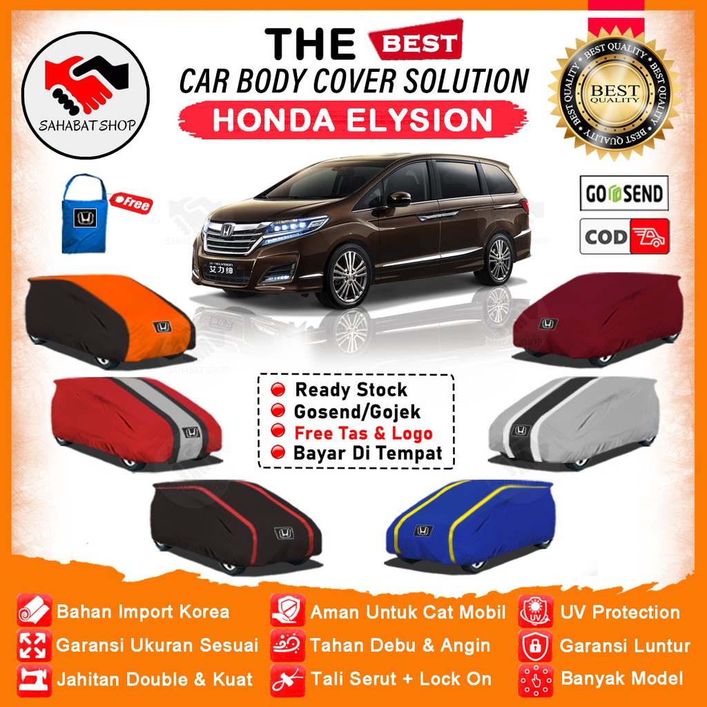 Sahabat Body Cover Mobil Elysion / Sarung Penutup Honda Elysion Outdoor / Selimut Tutup Mantel Jas Mantol Kerudung Pelindung Kelambu Kerodong Tutupan Bungkus Terpal Pembungkus Mobil Elysion Waterproof Anti Air Model Orange