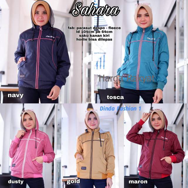 SAHARA JAKET WANITA KEKINIAN SAHARA HOODIE BISA DI LEPAS TEBAL ADEM HIGHT QUALITY