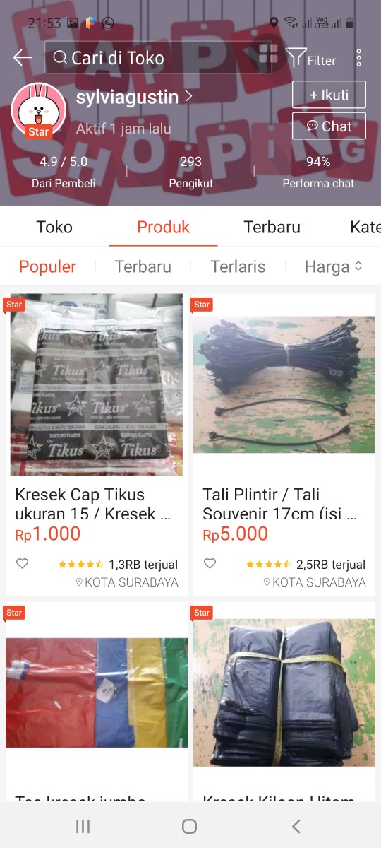 Kresek Uk.35x60 Cm Tebal 0.03 Hitam