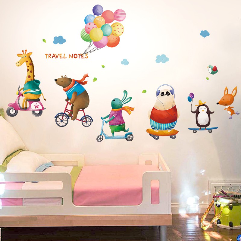 3d kartun hewan stiker  dinding Kamar  anak anak Bayi 