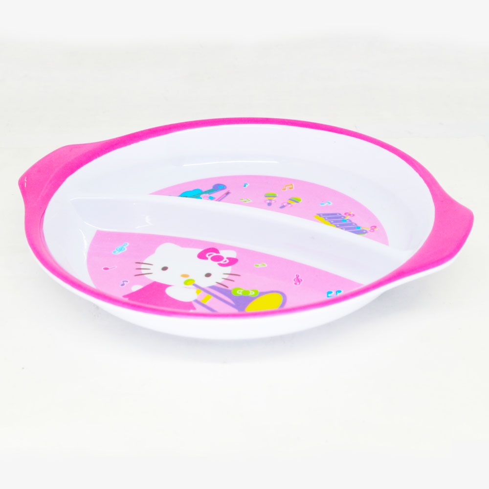 Piring Makan Oval 2 Sekat Vanda Hello Kitty  7,5&quot; Melamin - Pink