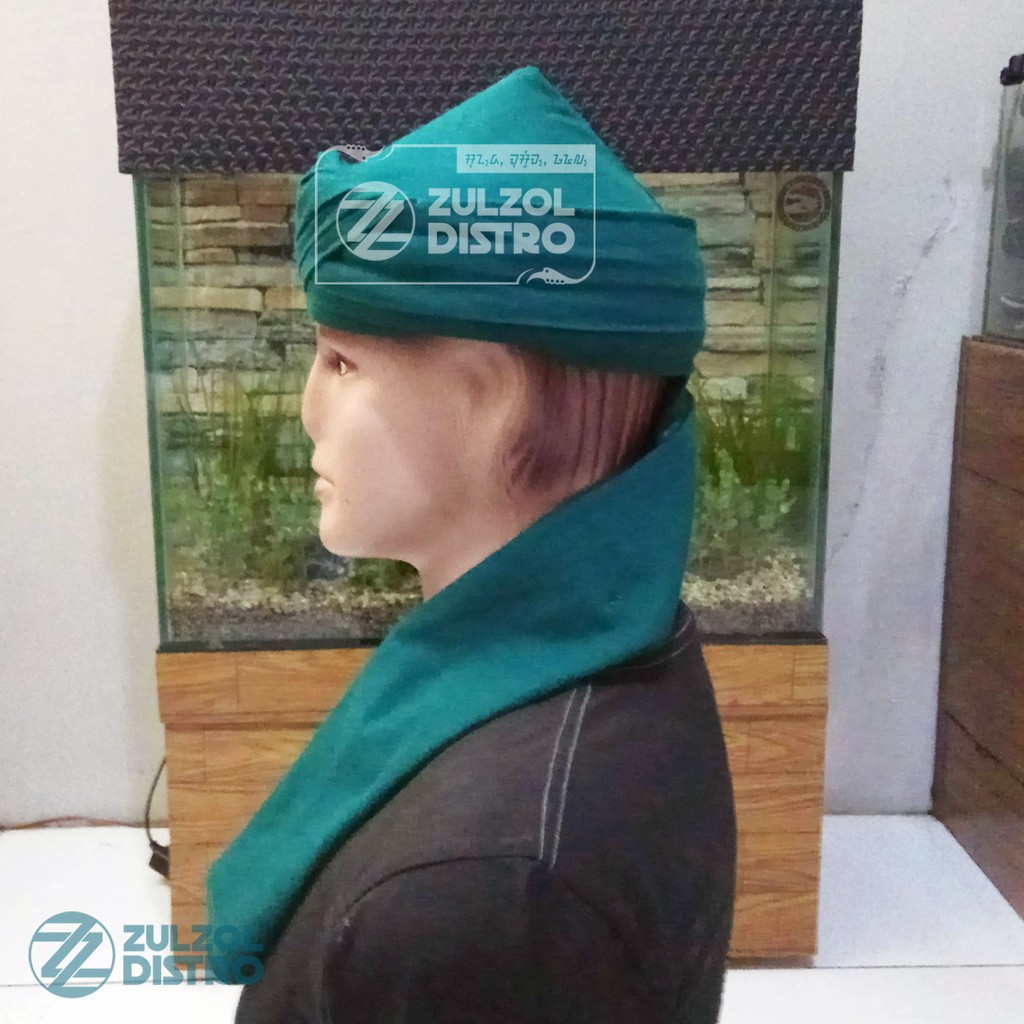 Sorban Imamah Sufi Hijau Premium Model Iket Turki / Peci Imamah Permanen / Udeng Blangkon