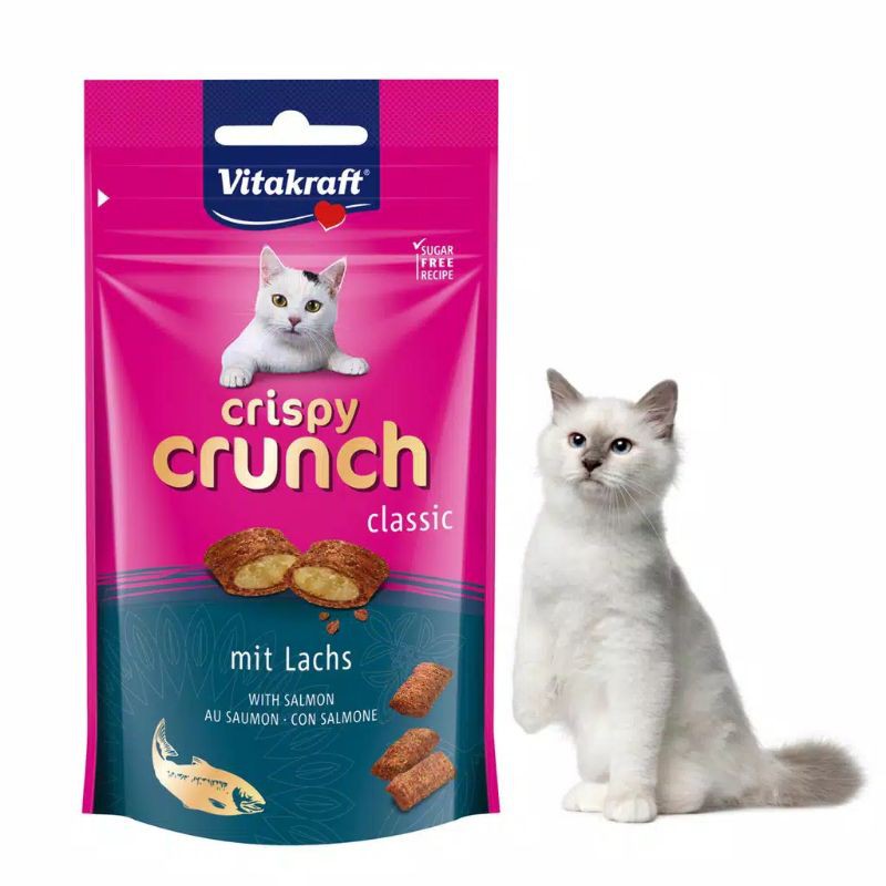 Snack Kucing Vitakraft Crispy Crunch 60gr Rasa Salmon, Duck, Turkey