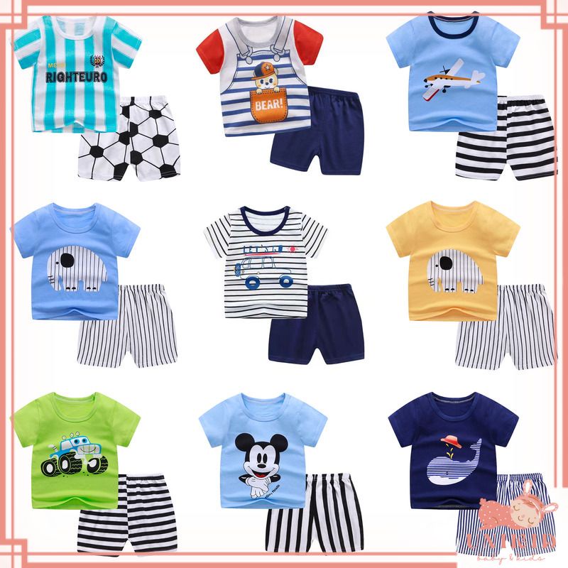 UNIKID baju bayi 0-3 tahun setelan pendek bayi dan anak motif import