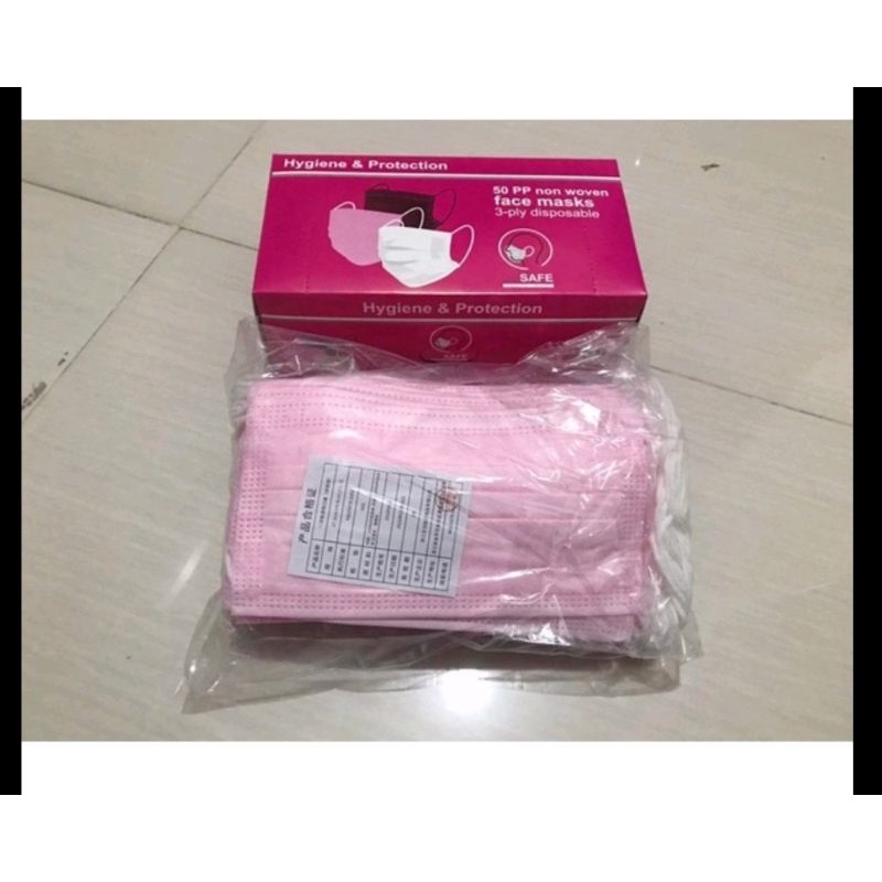 MASKER 3ply warna pink
