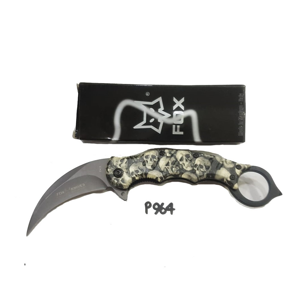 Jual PISAU LIPAT FOX FA33 P964 TENGKORAK FOLDING KNIFE SURVIVAL Low Price!