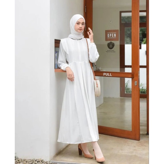 GAMIS DRESS offnesel/GAMIS ITY CREPE PREMIUM FASHION MUSLIM (COD)-Broken White