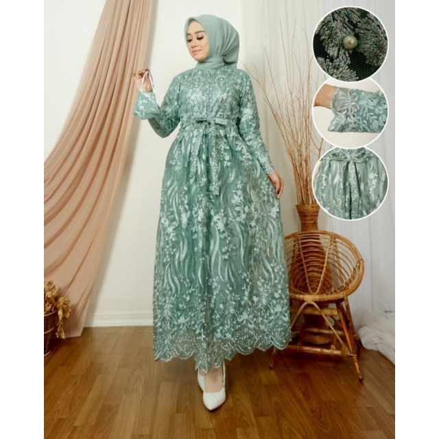 GAMIS TILLE BUSUI PREMIUM | BAHAN TILLE BORDIR PREMIUM | By Aleeta Kebaya