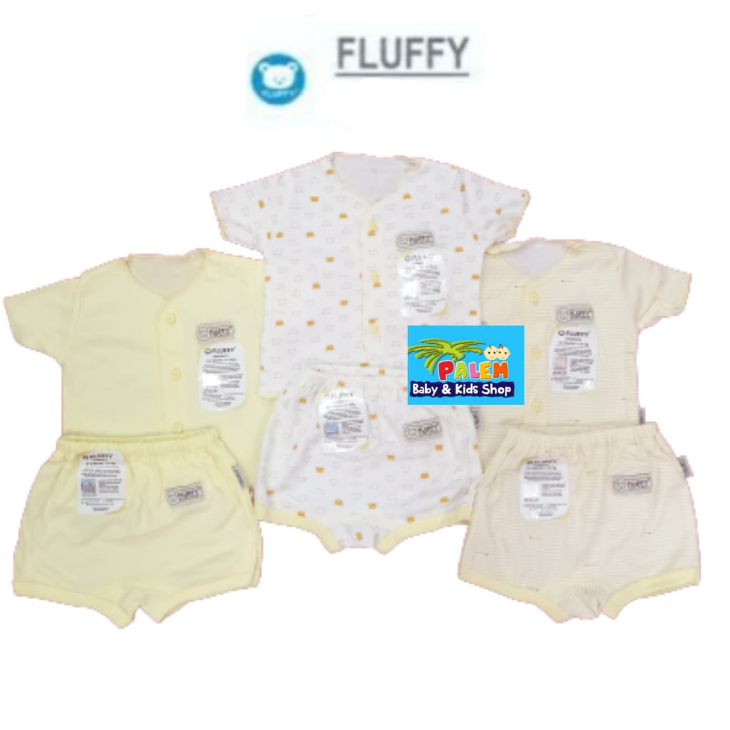 fluffy setelan baju pendek celana pendek(isi 3stel) newborn,s m l