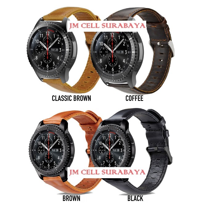 Genuine Leather Strap Lebar 22mm Untuk Samsung Galaxy Watch 46mm, Gear S3, Amazfit Pace