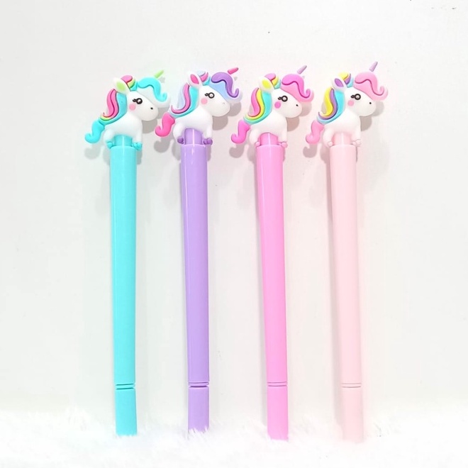 Bolpen gel karakter unicorn tinta hitam bolpen unicorn stationary unicorn peralatan sekolah anak import berkualitas