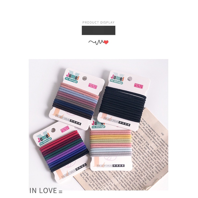 [12pcs] Ikat Rambut Ponytail Korea Set isi 12 pcs / Karet Rambut / Kuncir Rambut Warna Warni-2