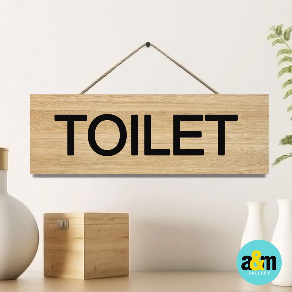 Hiasan Dinding Gantung Toilet Kamar mandi Ukuran 10 x 30 cm I Walldecor Tulisan Toilet - A&amp;M