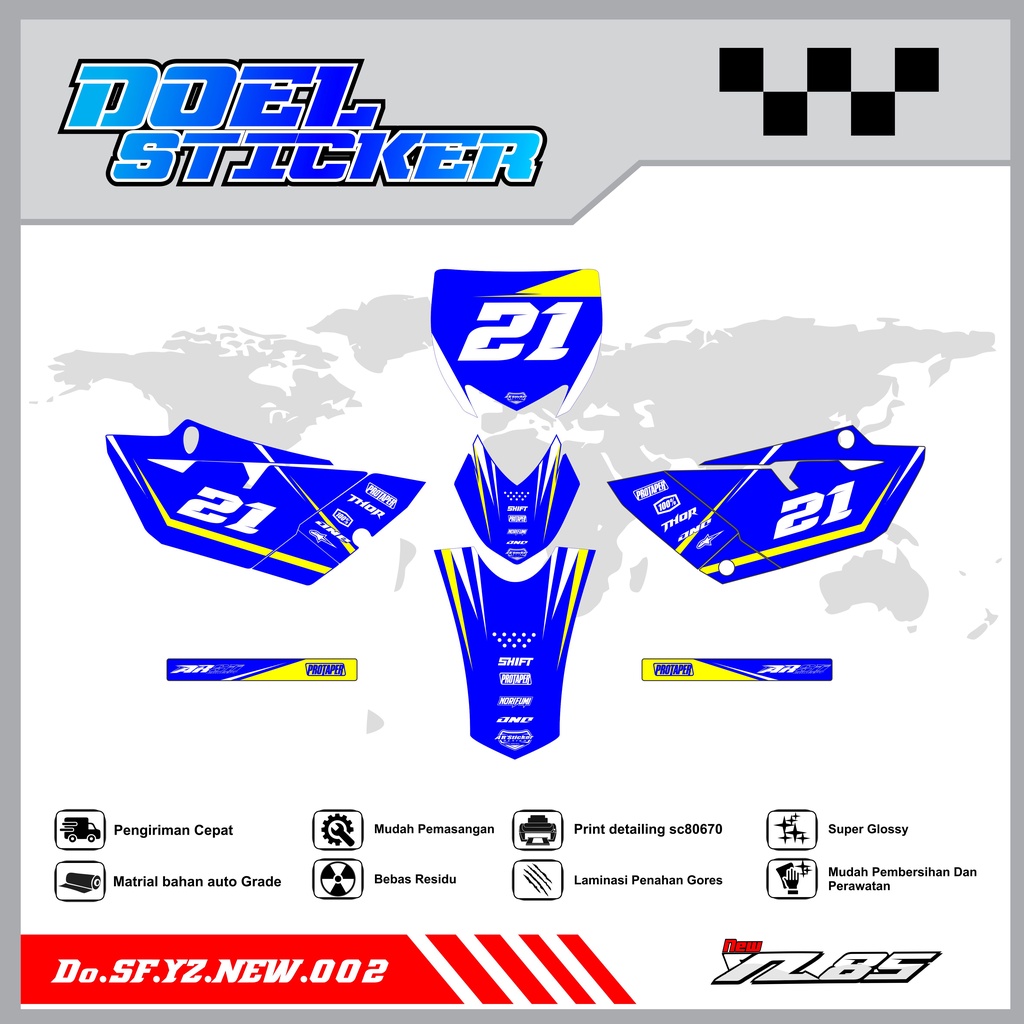 Sticker Striping YZ NEW List Variasi Hologram , Crome Doel 002