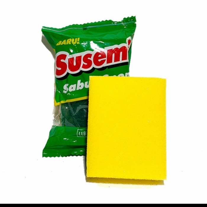 Q5 KUNING HIJAU ( SUSEMI ) GROSIR SPON SABUT BUSA SPONGE CUCI PIRING HIJAU KUNING