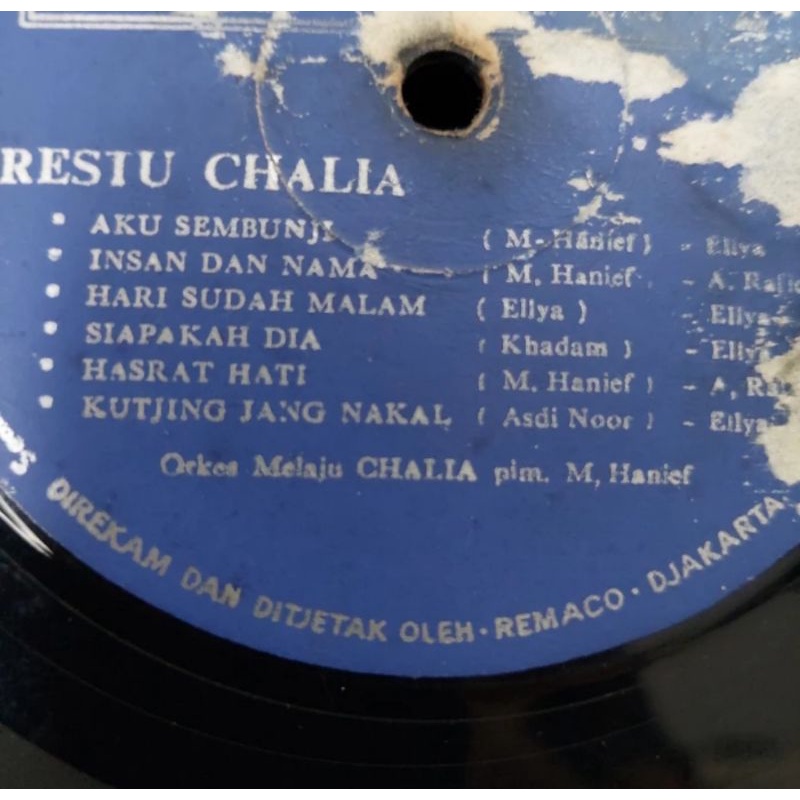 Vinyl Piringan Hitam 12&quot; Restu Chalia Orkes Melayu Chalia M.Hanief