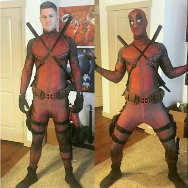Deadpool Marvel Cosplay full bodyKostum Dewasa & anak2 Digital Print Lycra KostumDeadpool Cosplay