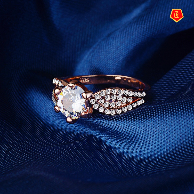 [Ready Stock]Six-Claw Diamond-Studded Ring Exaggerated Fashion