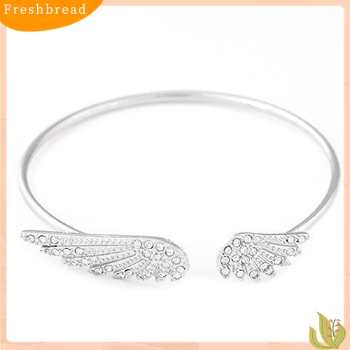 [TERLARIS]Women's Fashion Silver Color Rhinestone Angel Wings Bangle Cuff Bracelet Jewelry