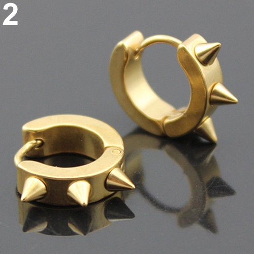 Anting Stud Hoop Bahan Stainless Steel Gaya Punk Gothic Untuk Pria Dan Wanita