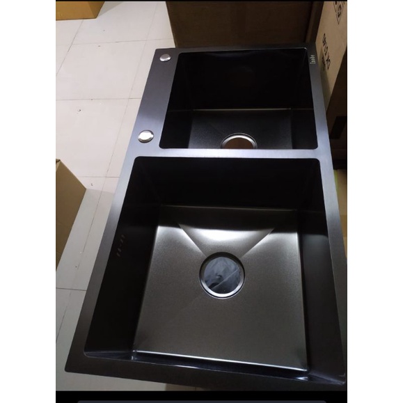 Paket Komplit sink stainless SUS 304 ONAN/INOBE/OSAKA 8245 HITAM DOFF &quot;ORIGINAL&quot; / paket kitchen sink
