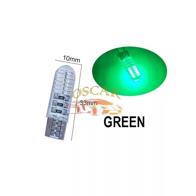Lampu LED Senja Sen T10 24 LED Crystal Jelly 24 Mata Lampu Mobil & Motor-hijau
