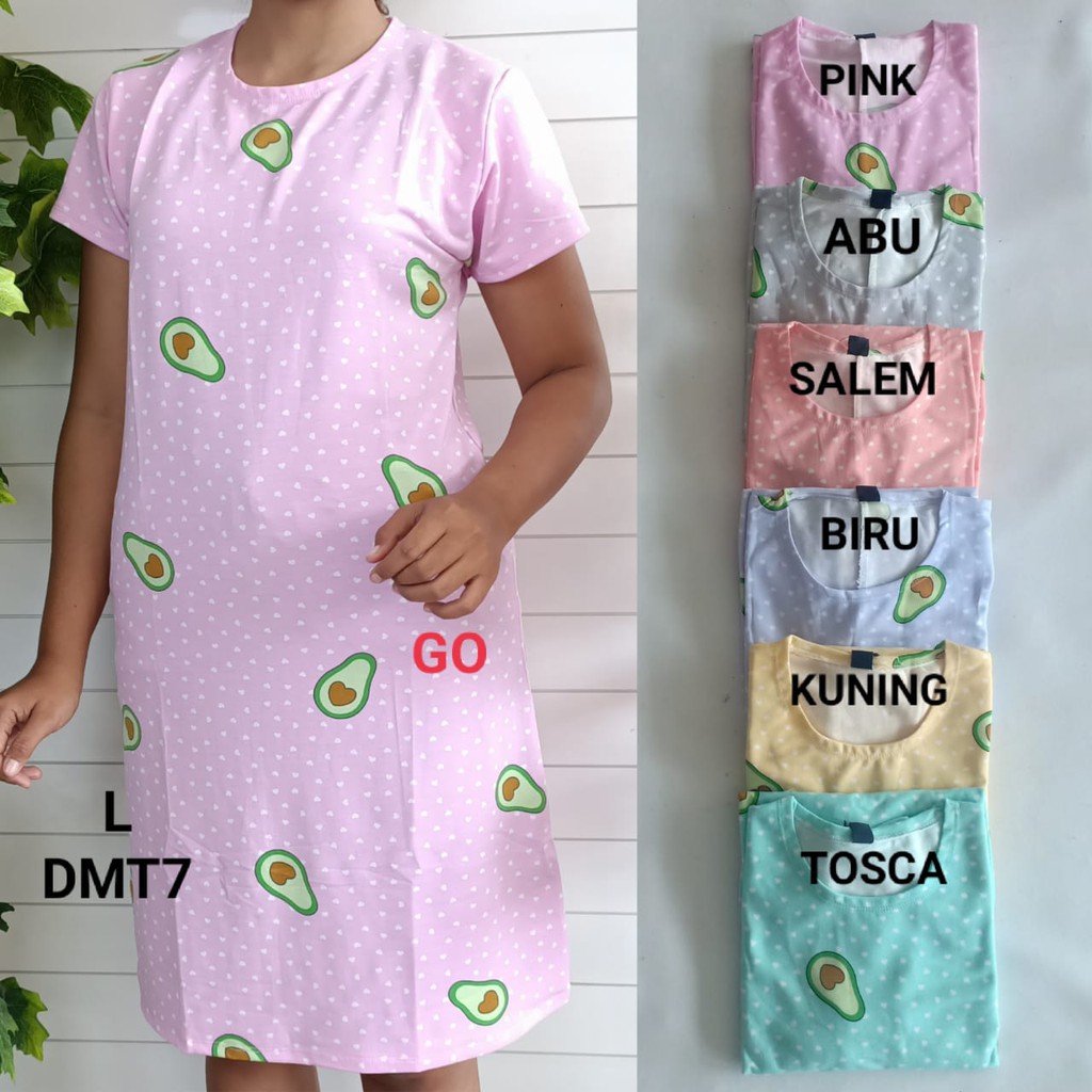 gof DMT LMN DRESS/DASTER Wanita Casual Bermotif Pakaian Perempuan Lengan Pendek