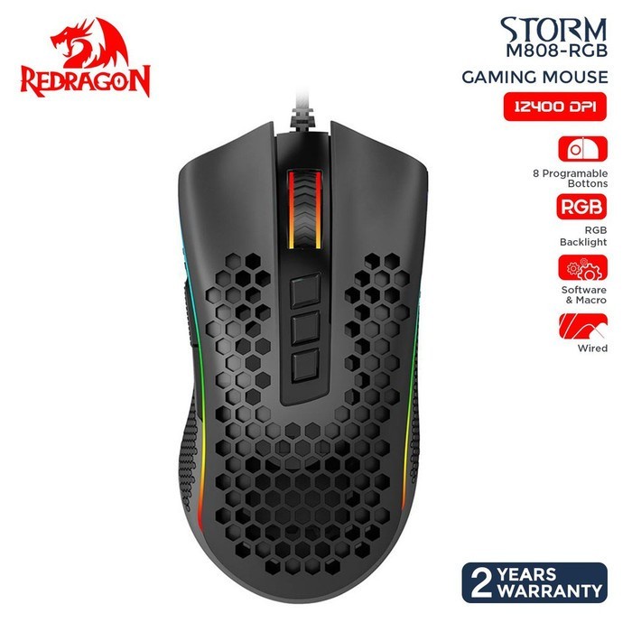 Mouse Gaming Redragon Wired Rgb Macro Program Storm M808