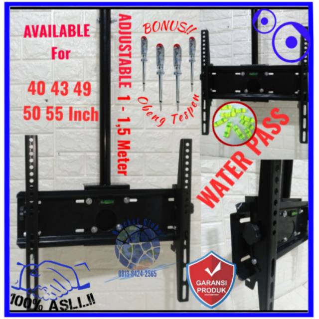 Bracket Tv ceilling/gantung/plafon 32&quot;-60&quot; universal cocok all merk TV