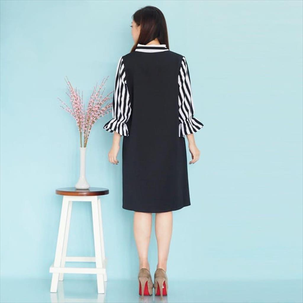 RILEY STRIPED DRESS BLACK