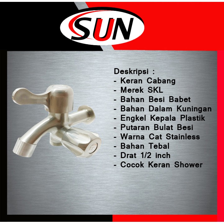 Kran Keran Cabang Shower Taman Stainless Chrome