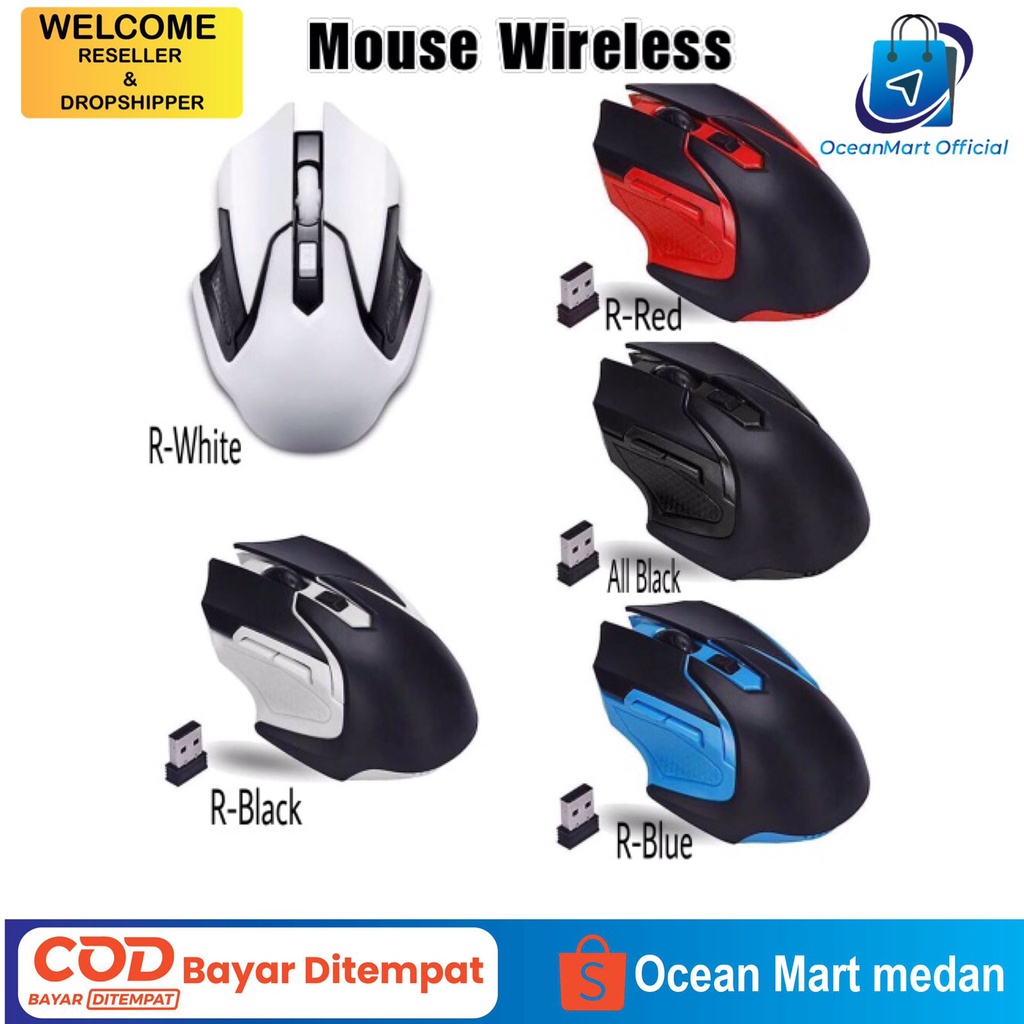 Mouse Gaming Wireless Game 2.4Ghz USB Bluetooth Laptop Komputer Aksesoris Handphone HP OCEANMART OCEAN MART Murah Grosir