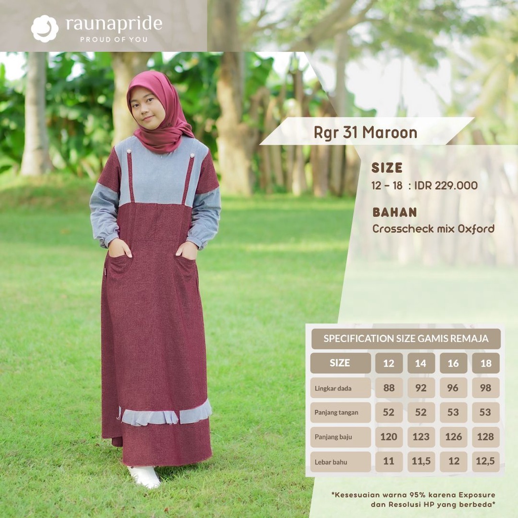 Sarimbit / Couple / Rauna Gamis Koko  RGD 31 - RKK 31 - RGR 31 Maroon /  Terbaru  2022 / Fashion Muslim Couple Terbaru Rauna