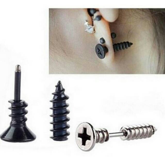 BP0078 - Anting Tusuk Tindik Piercing Screw Baut Kpop Korea BTS Jungkook Taehyung NCT EXO Bigbang