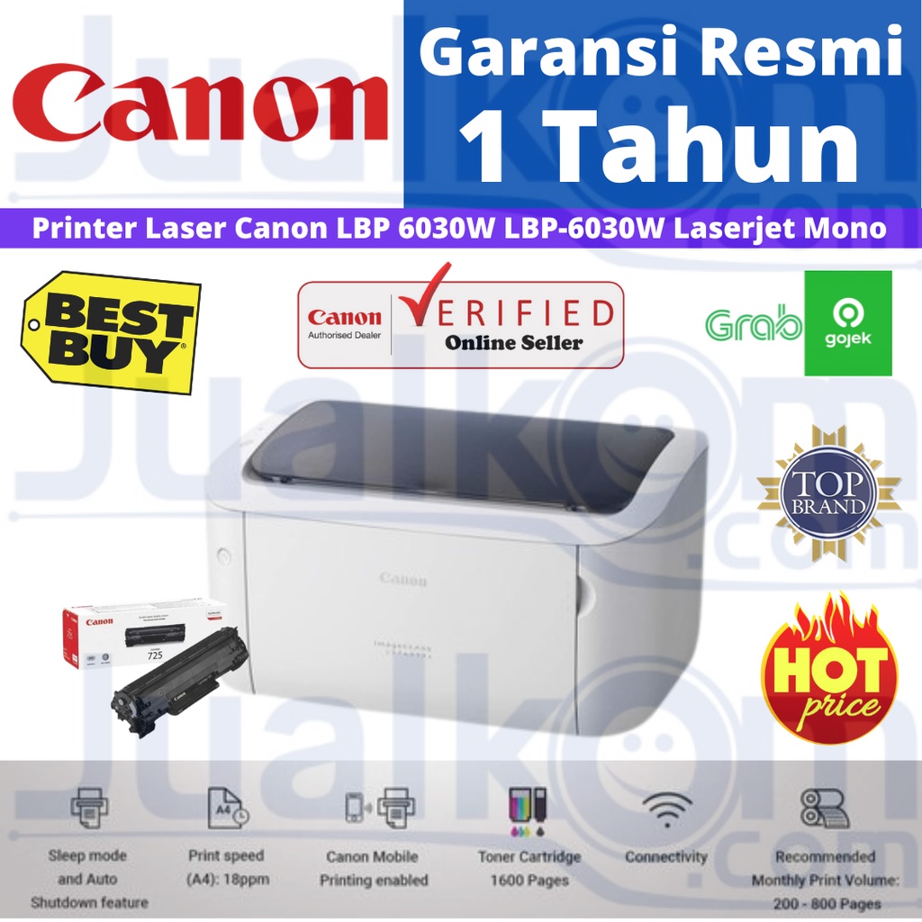 Jual Printer Laser Canon Lbp 6030w Laserjet Mono Wireless Shopee Indonesia 3244